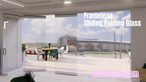 Aluminium Frameless Glass office Balcony Sliding Door Partisi Dinding Lipat Bergerak