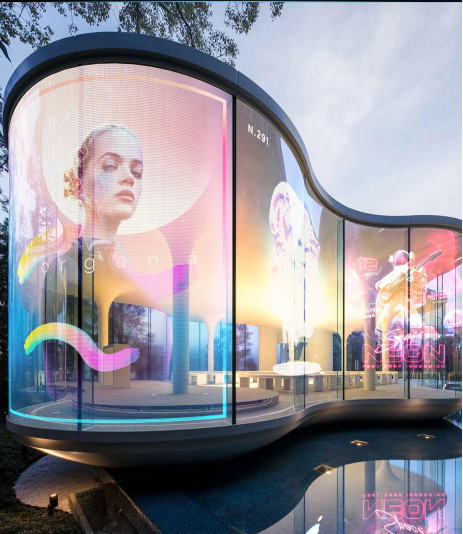 Film Layar LED Perekat Diri Transparan Dinding Video Ultra Tipis Digital Signage Billboard TV