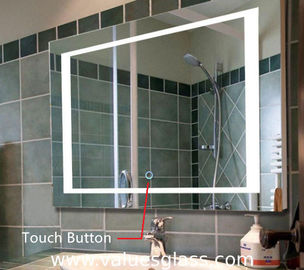 LED Illuminated Bedroom Mirror, Cermin Kamar Mandi Ukuran Kustom Dengan Lampu