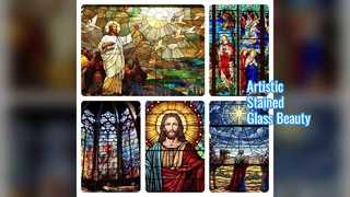 Dekorasi Mewah Panel Kaca Patri yang Dilukis dengan Tangan